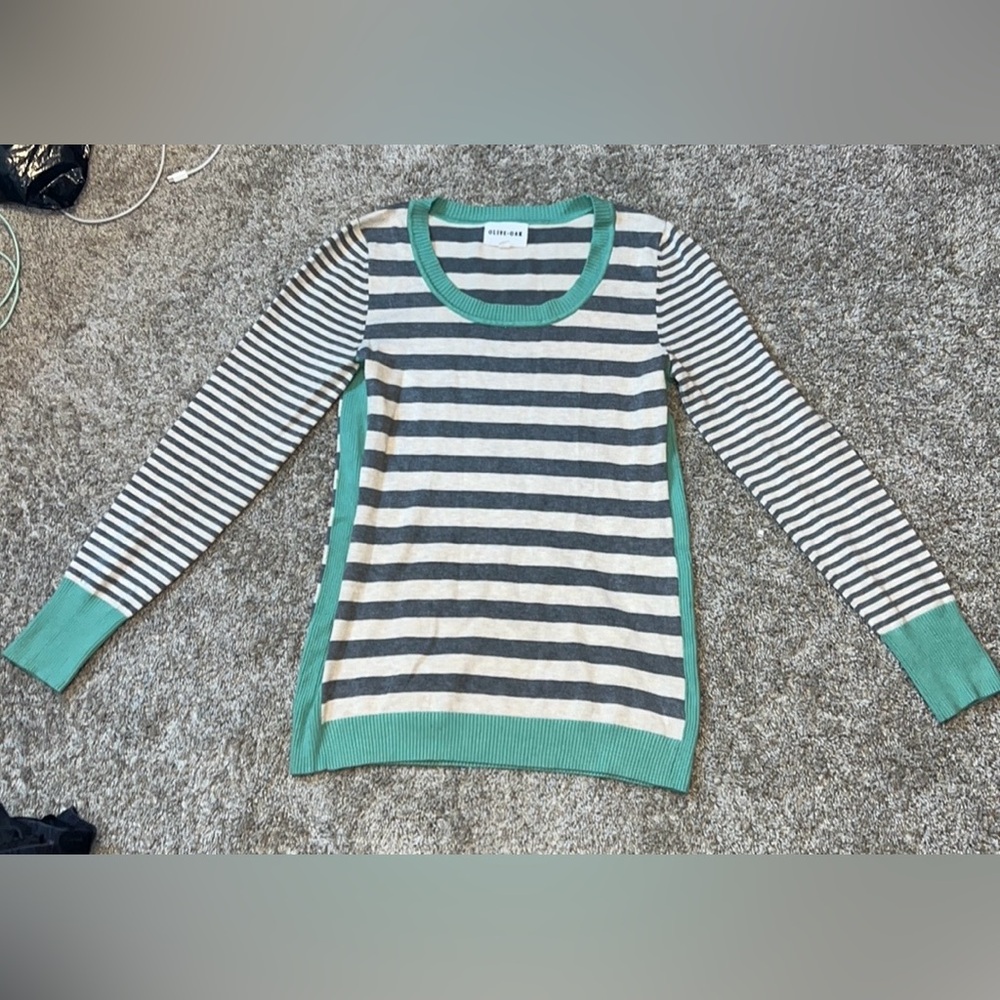 Olive & Oak Maryanne Striped Pullover Sweater Size Medium - Picture 2 of 6